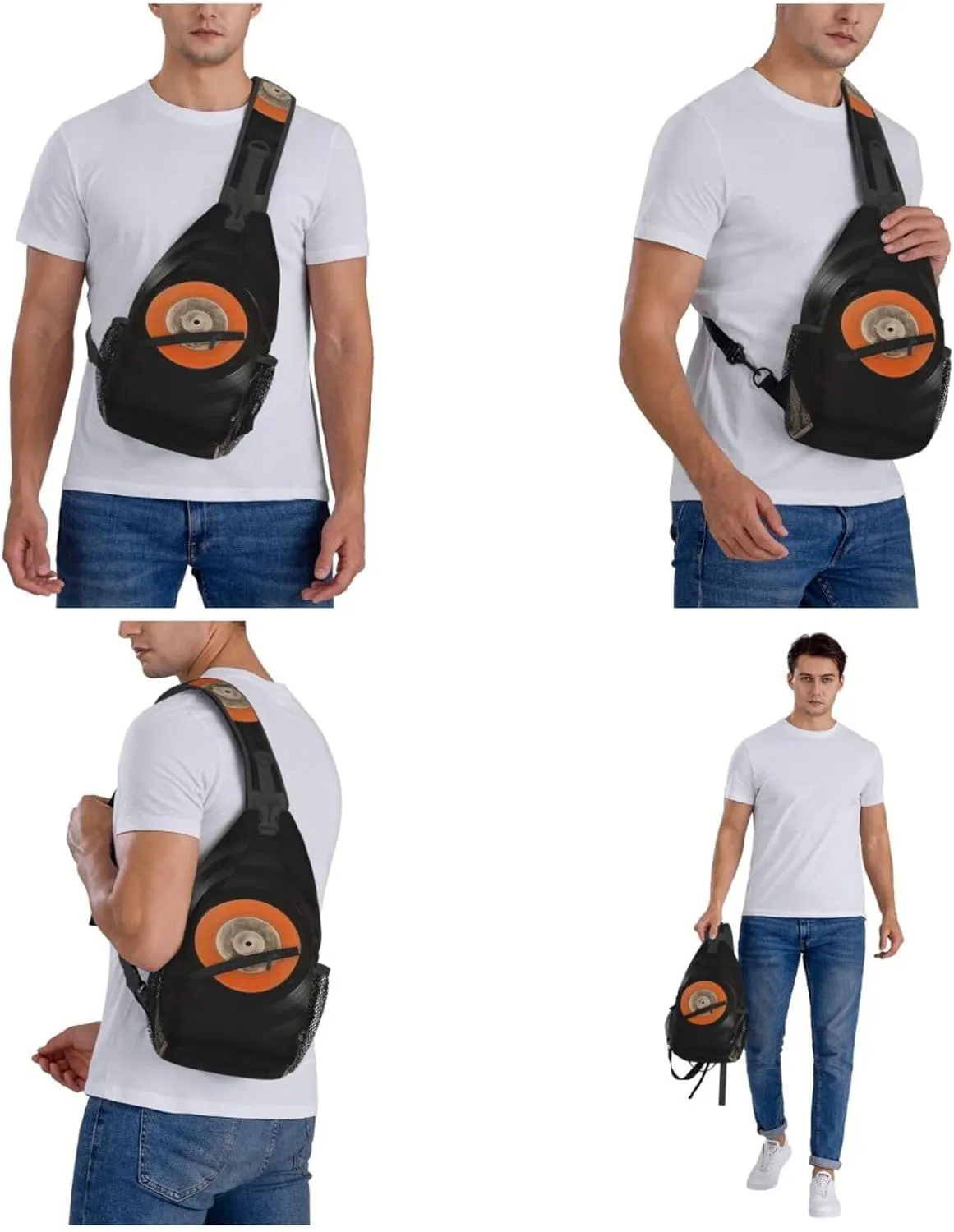 Cross Chest Bag Diagonally Sling Backpack Crossbody Shoulder Bag White Peacock Sling Bag Travel Hiking Daypack