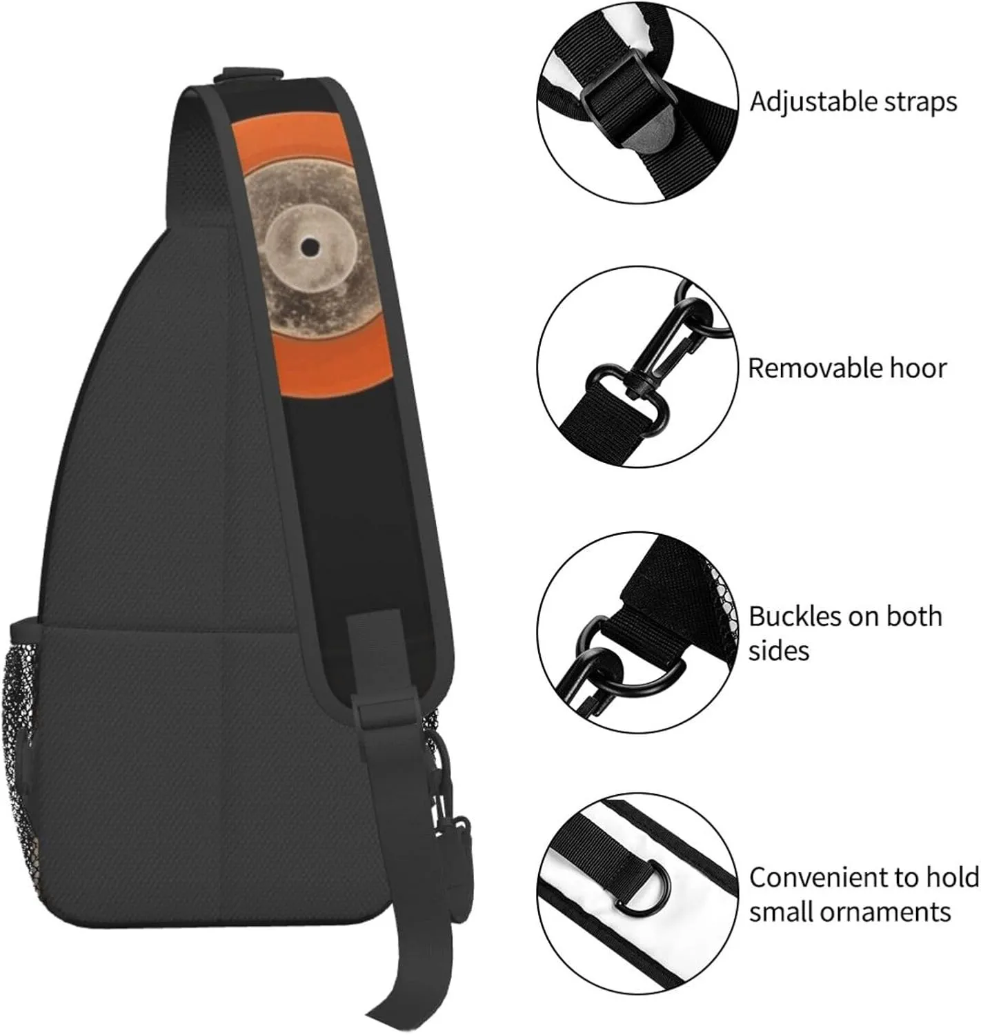 Cross Chest Bag Diagonally Sling Backpack Crossbody Shoulder Bag White Peacock Sling Bag Travel Hiking Daypack