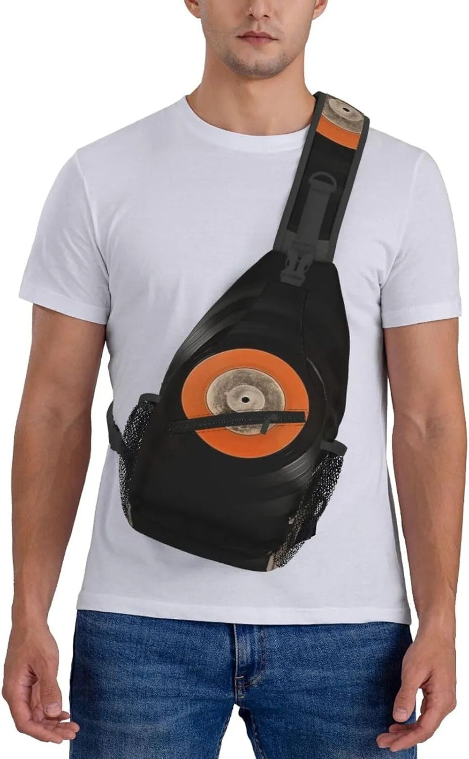 Cross Chest Bag Diagonally Sling Backpack Crossbody Shoulder Bag White Peacock Sling Bag Travel Hiking Daypack
