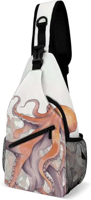 Cross Chest Bag Diagonally Sling Backpack Crossbody Shoulder Bags Octopus Tentacles Sling Bag Travel Hiking Daypack