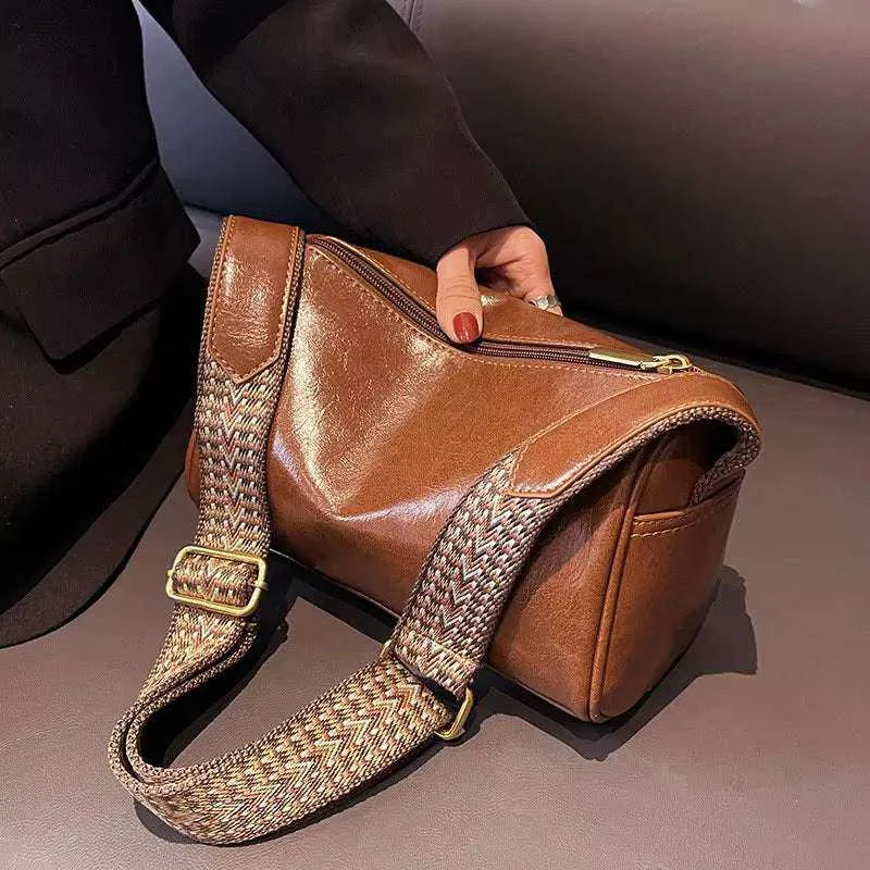 Crossbody bag Vintage Leather Boston Women Small
