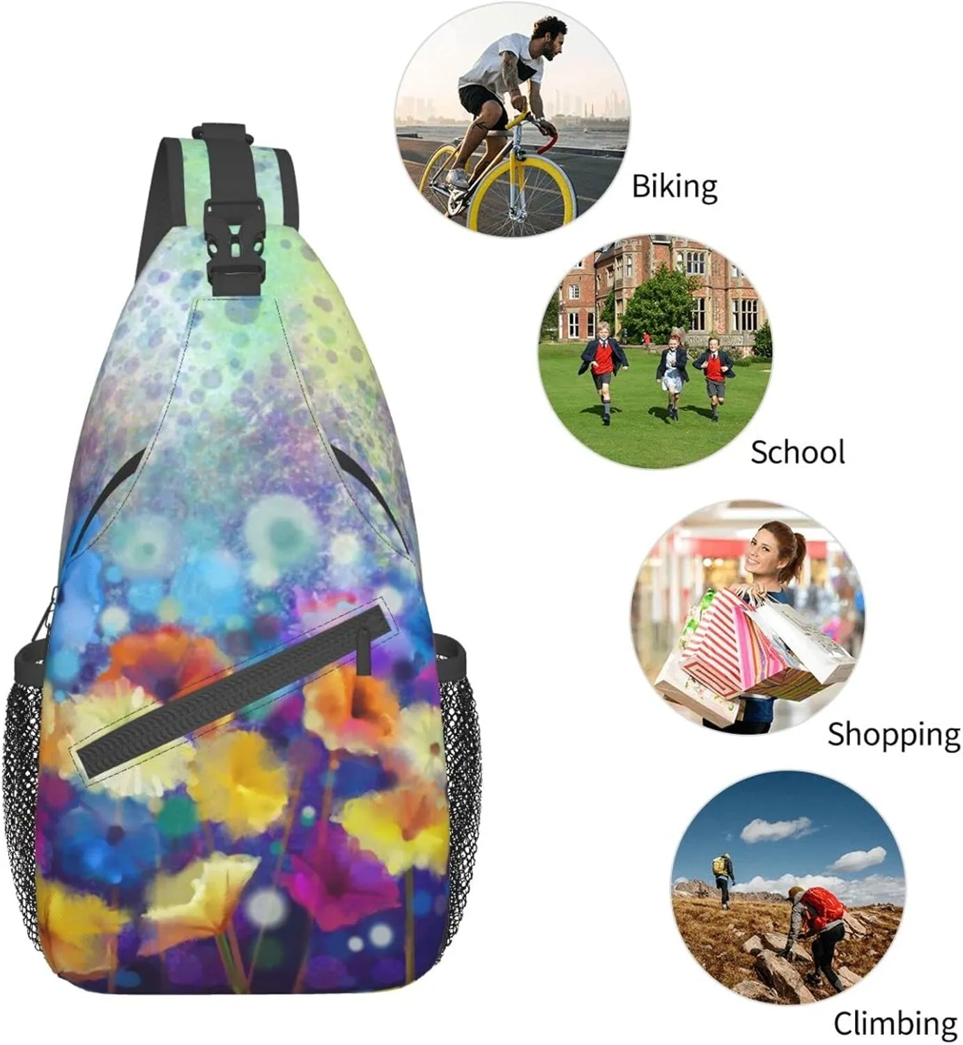 Crossbody Sling Backpack Sling Bag Chest Bag Shoulder Bag Travel Hiking Daypack For Men Women-Summer Vacation Scene