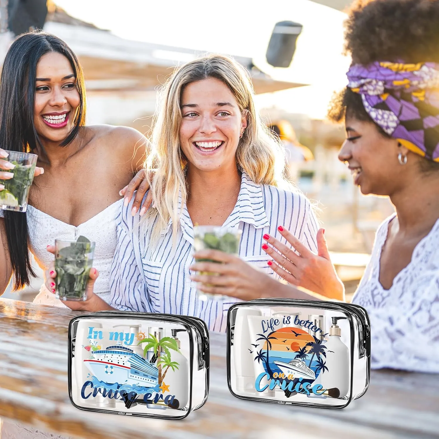Cruise Clear Makeup Bags - 6Pcs Cruise Ship Essentials 2025, Cruising Must Have Survival Kit, PVC Waterproof Cosmetic Bag Toiletry Purses for Travel Vacation, Cruise Gifts for Women Girls