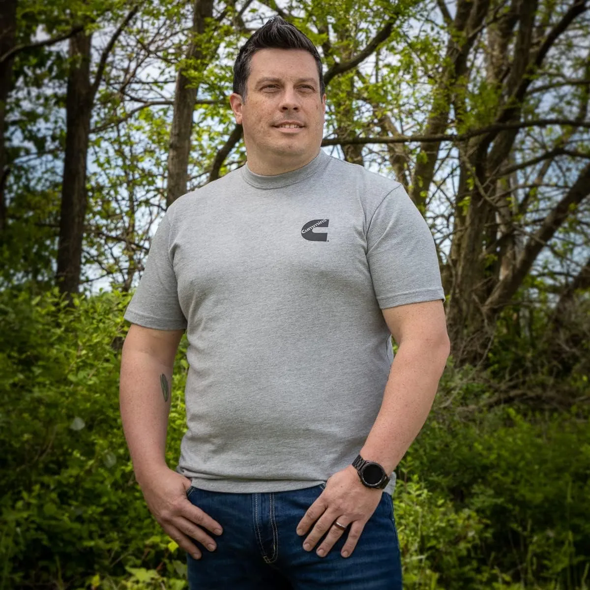 Cummins Gray Cotton Blend Short Sleeve Tagless T-Shirt