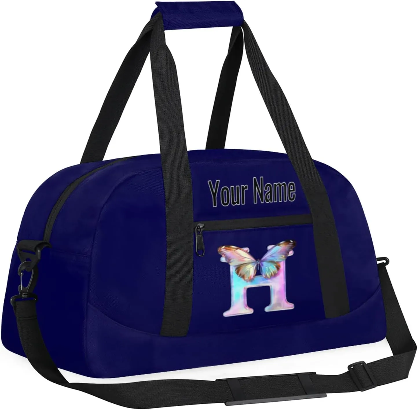 Custom Butterfly Letters Dance Duffle Bag Personalized Foldable Sports Cheer Travel Duffle Bag
