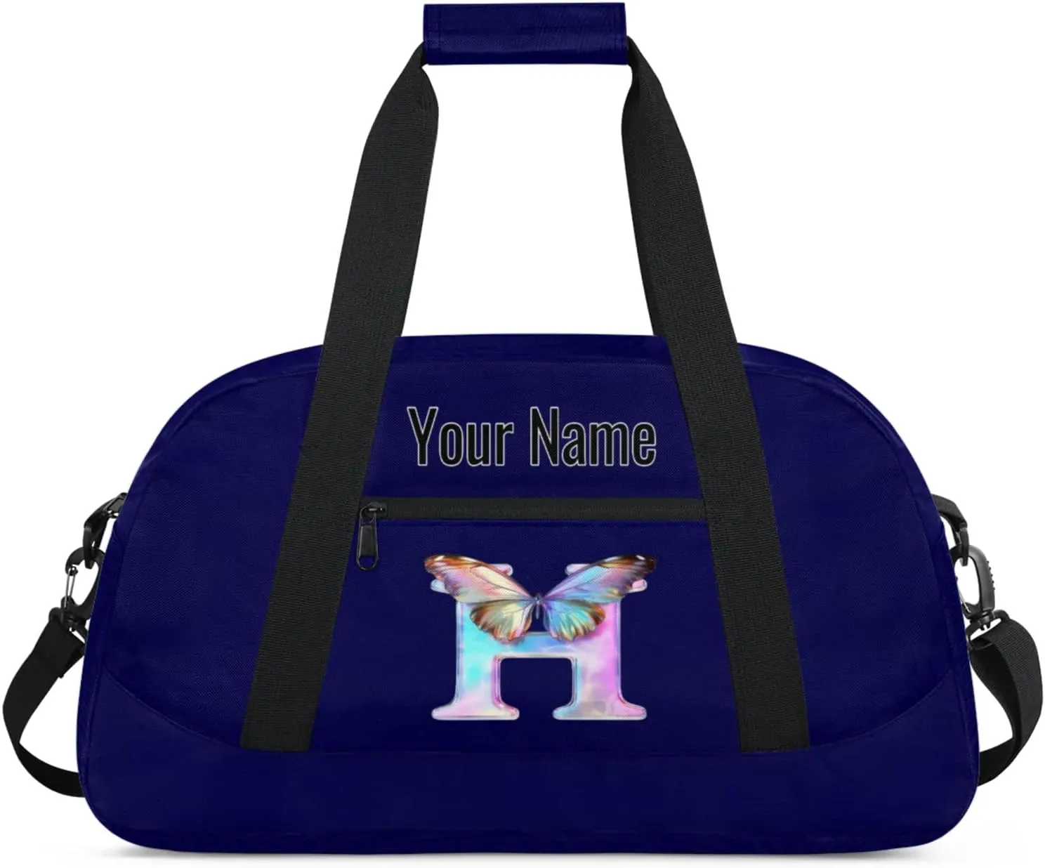 Custom Butterfly Letters Dance Duffle Bag Personalized Foldable Sports Cheer Travel Duffle Bag