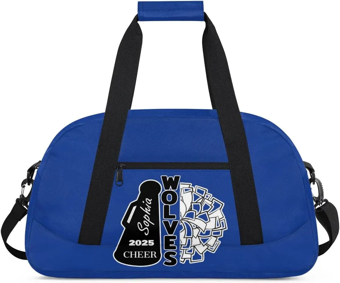 Custom Cheer Dancing Bags, Personalized Sports Duffle Bag Gym Cheerleading Bag Travel Duffel Perform Training Bag with Name, Overnight Weekender Bags, Cobalt Blue Customized Gifts