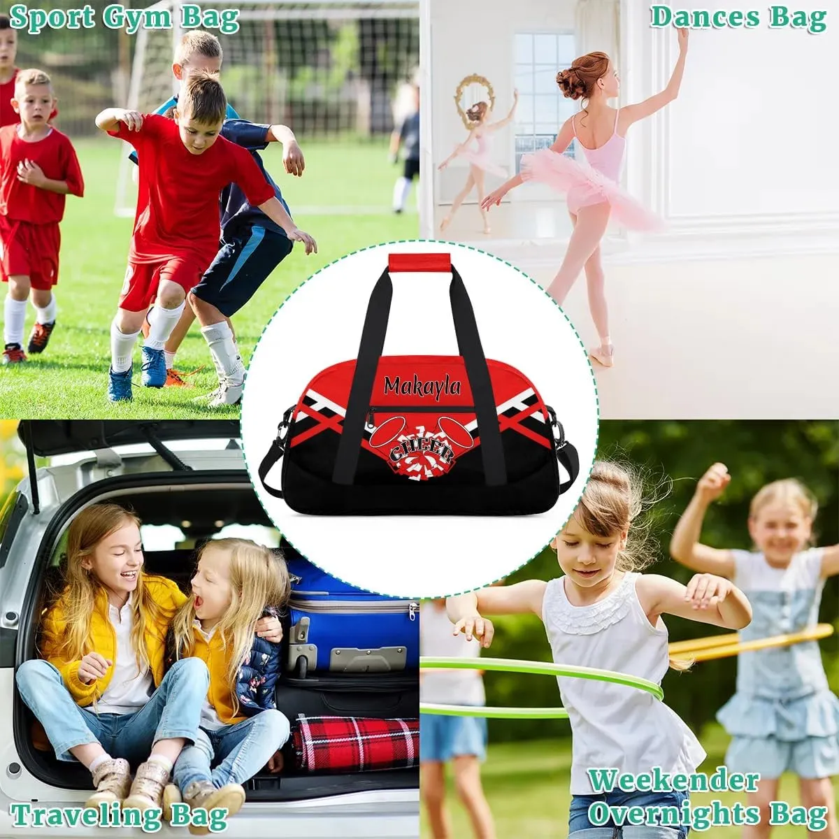 Custom Cheer Duffle Bags with Name and Team Name Personalized Cheerleader Bag Dance Bag for Girls Weekend Travel Bag