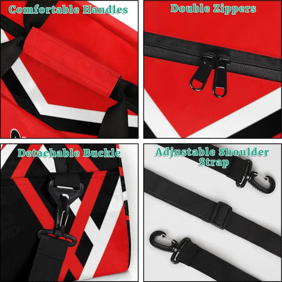 Custom Cheerleader Bag Dance Bag for Girl, Personalized Sport Duffel Gym Bag Weekender Bags Name Duffel Bag, Red Black