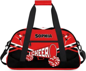 Custom Cheerleader Bag Dance Bag for Girl, Personalized Sport Duffel Gym Bag Weekender Bags Name Duffel Bag, Red Black