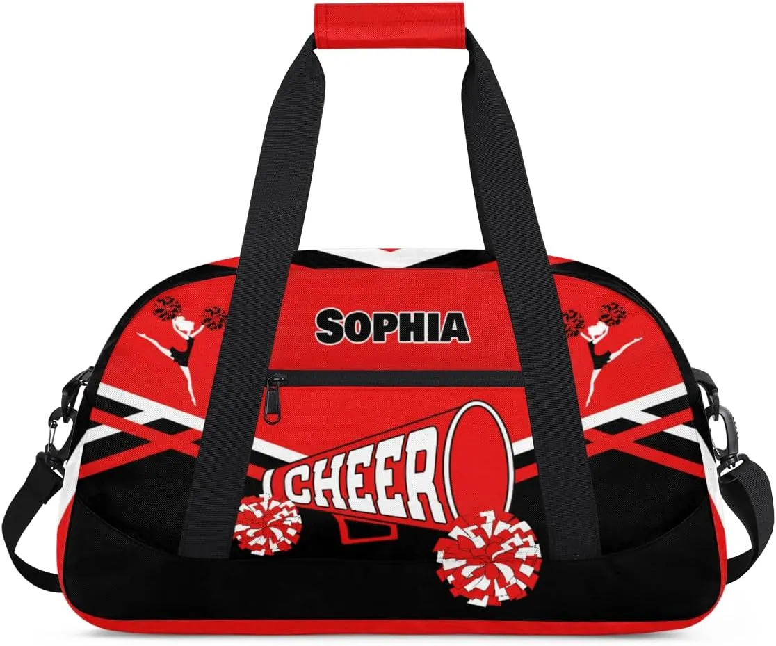 Custom Cheerleader Bag Dance Bag for Girl, Personalized Sport Duffel Gym Bag Weekender Bags Name Duffel Bag, Red Black