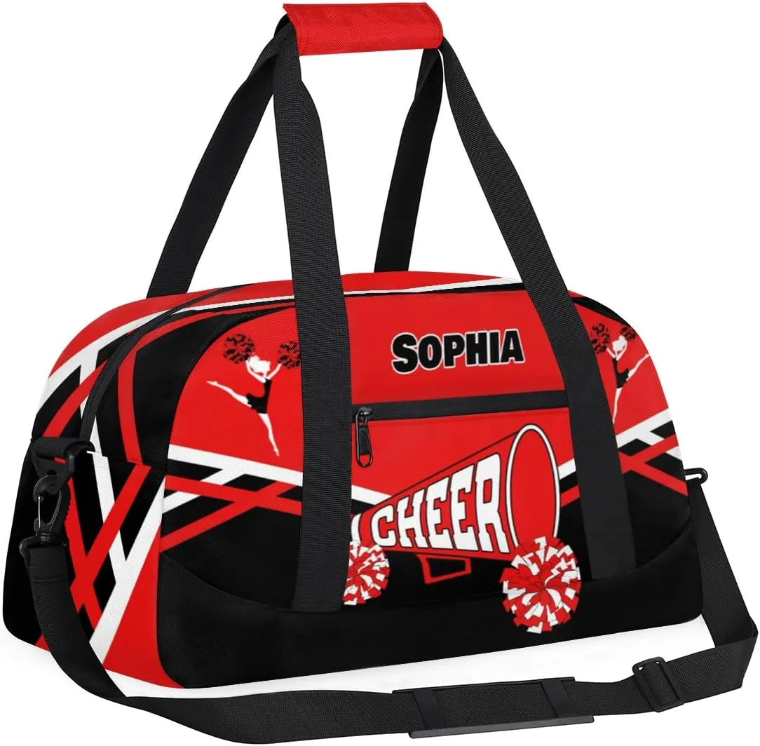 Custom Cheerleader Bag Dance Bag for Girl, Personalized Sport Duffel Gym Bag Weekender Bags Name Duffel Bag, Red Black