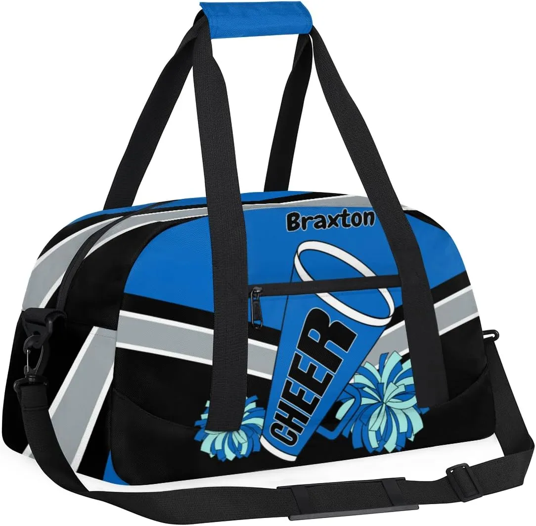 Custom Cheerleader Duffle Bag Girls, Sport Gym Dancing Bag Weekender Gym Bags Travel Duffel Bag, Blue Black