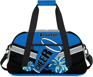 Custom Cheerleader Duffle Bag Girls, Sport Gym Dancing Bag Weekender Gym Bags Travel Duffel Bag, Blue Black