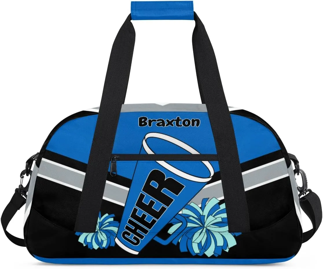 Custom Cheerleader Duffle Bag Girls, Sport Gym Dancing Bag Weekender Gym Bags Travel Duffel Bag, Blue Black