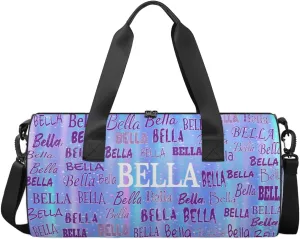 Custom Dance Bag for Girls, Personalized Dance Ballet Bag for Teens Girls Waterproof Weekender Practice Travel Sports Duffel Gym Bag, Light Blue Background