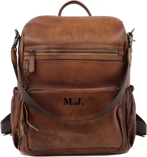 Custom Genuine Leather Backpack For Women,Personalizable Convertible Shoulder Bag,Fashionable Tassel Design Travel Bag,Women's Polished Cowhide Bag