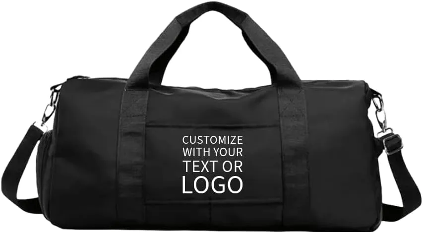 Custom Gym Bag - Durable & Stylish Personalized Duffle for Men & Women (Black with Text And Logo)