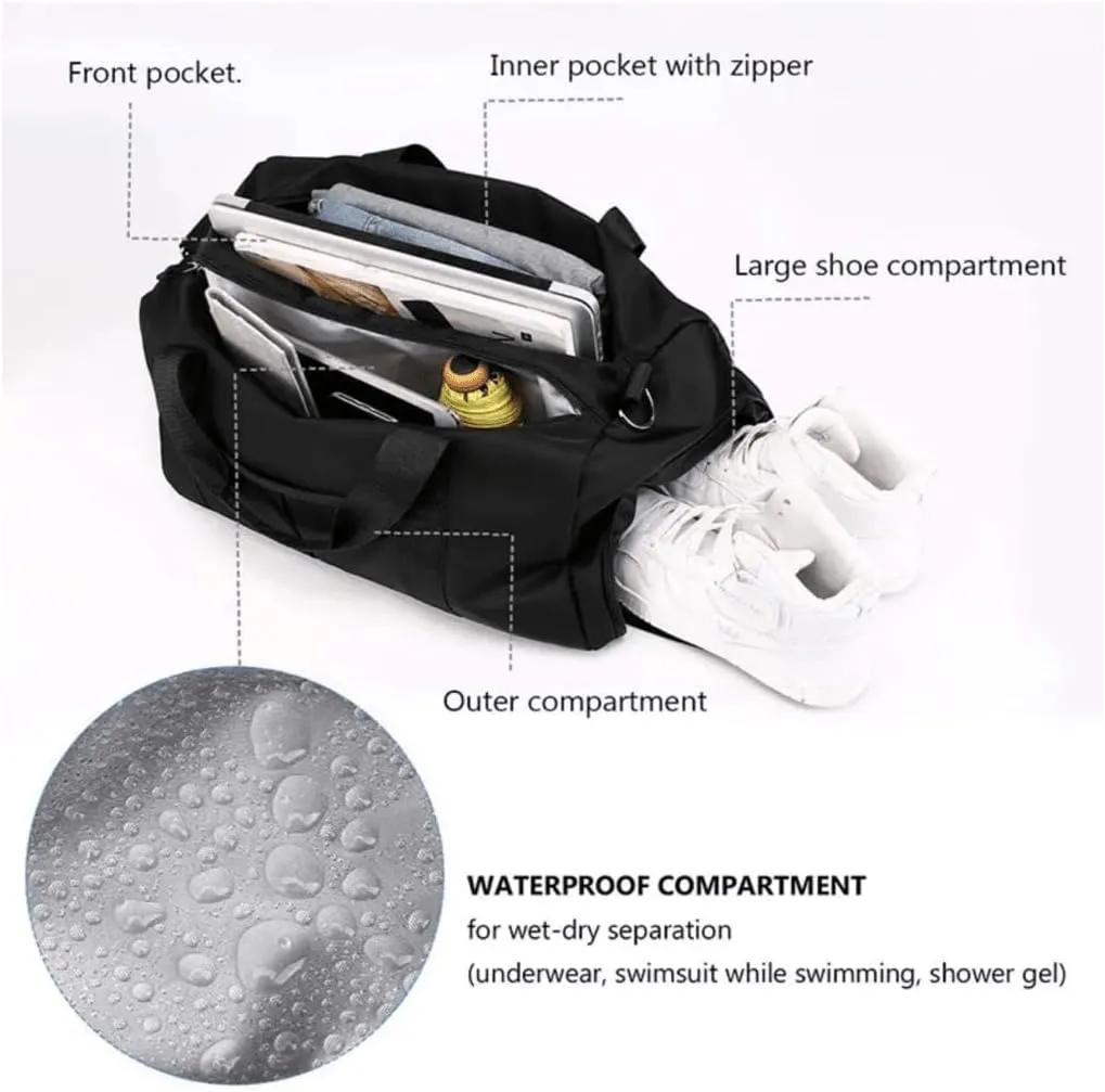 Custom Gym Bag - Durable & Stylish Personalized Duffle for Men & Women (Black with Text And Logo)
