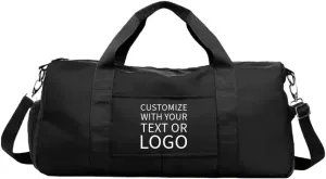 Custom Gym Bag - Durable & Stylish Personalized Duffle for Men & Women (Black with Text And Logo)