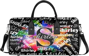 Custom Gym Bag Sports Bag, Personalized Name Duffel Bag Travel Weekender Bags Waterproof Overnight Carry on Bag with Name, Black Colorful