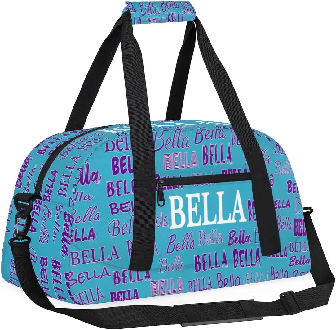 Custom Gymnastics Bag for Kids, Personalized Sports Gym Bag for Teens Boys Girls Waterproof Weekender Carry Practice Travel Bag, Lake Blue Solid Color