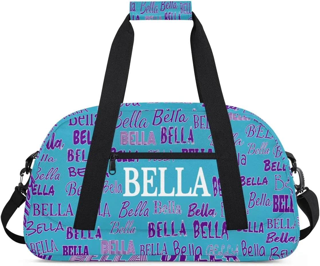Custom Gymnastics Bag for Kids, Personalized Sports Gym Bag for Teens Boys Girls Waterproof Weekender Carry Practice Travel Bag, Lake Blue Solid Color