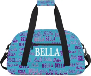 Custom Gymnastics Bag for Kids, Personalized Sports Gym Bag for Teens Boys Girls Waterproof Weekender Carry Practice Travel Bag, Lake Blue Solid Color
