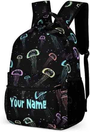 Custom Jellyfish Backpack for Kids Girls Boys School, 16 Inches Cute Jellyfishes Theme Bookbag, Adjustable, Lightweight, Large Capacity, Colorful Daily Casual Backpacks