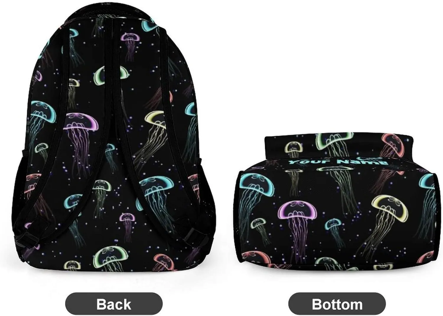 Custom Jellyfish Backpack for Kids Girls Boys School, 16 Inches Cute Jellyfishes Theme Bookbag, Adjustable, Lightweight, Large Capacity, Colorful Daily Casual Backpacks