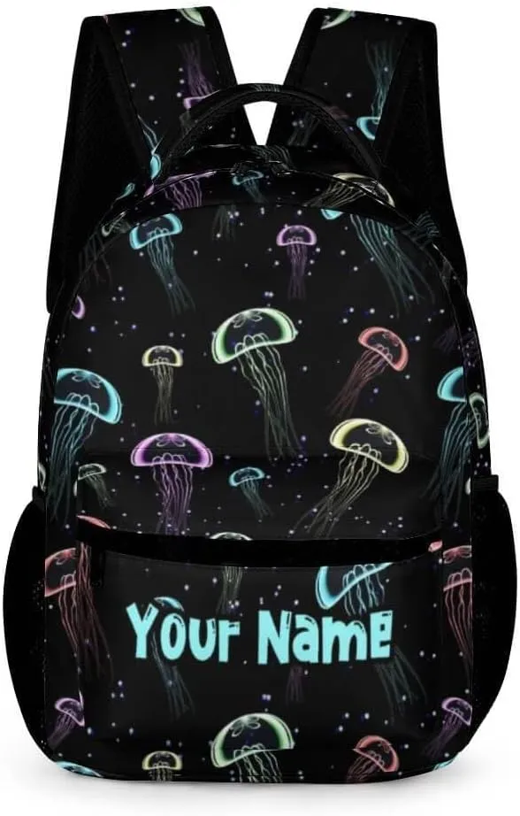 Custom Jellyfish Backpack for Kids Girls Boys School, 16 Inches Cute Jellyfishes Theme Bookbag, Adjustable, Lightweight, Large Capacity, Colorful Daily Casual Backpacks