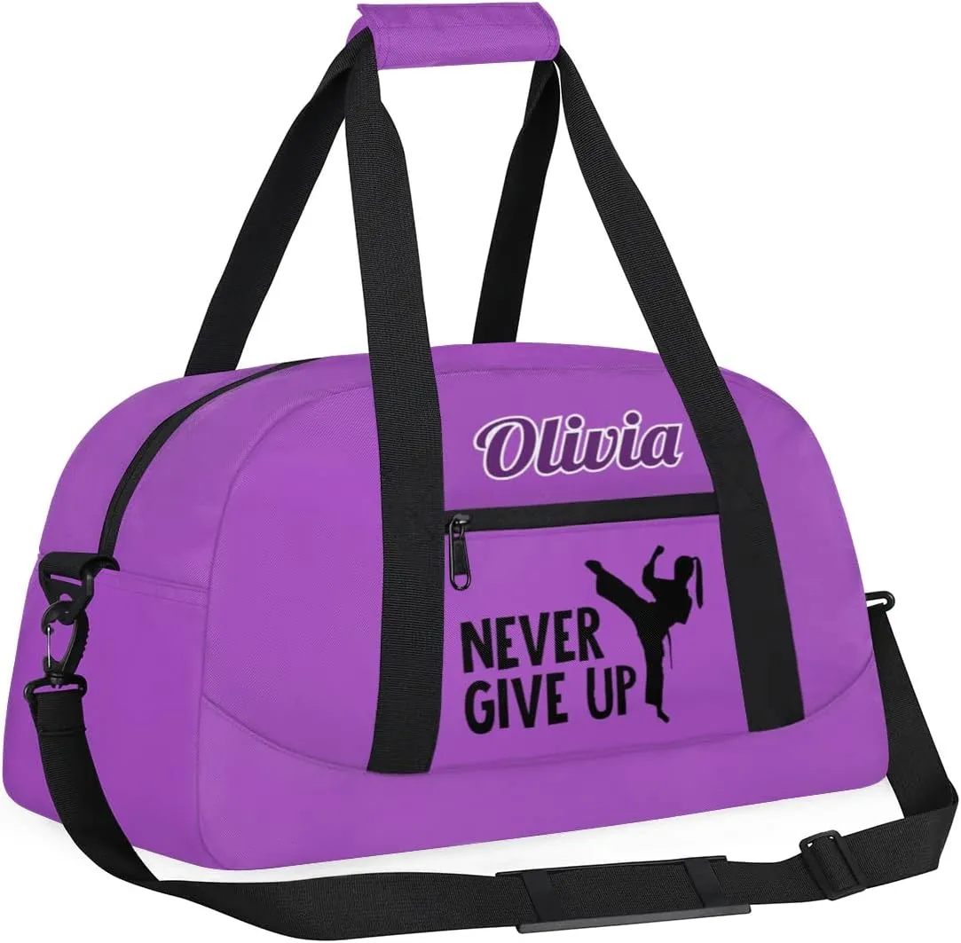 Custom Karate Sports Gym Bag for Girls Boys, Overnight Duffel Bags Cheerleader for Kids Personalized Dance Bag, Gymnastics Duffel Bag - Taekwondo
