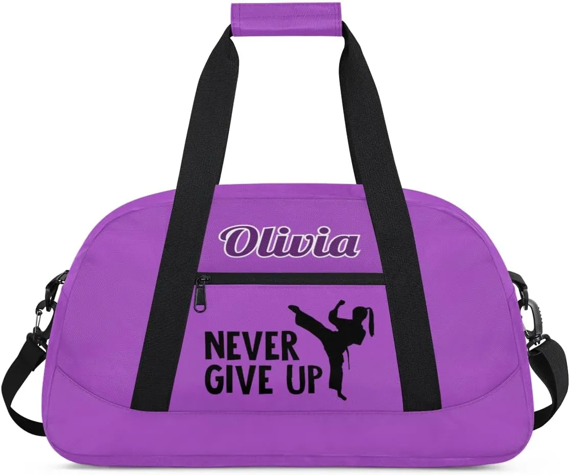Custom Karate Sports Gym Bag for Girls Boys, Overnight Duffel Bags Cheerleader for Kids Personalized Dance Bag, Gymnastics Duffel Bag - Taekwondo