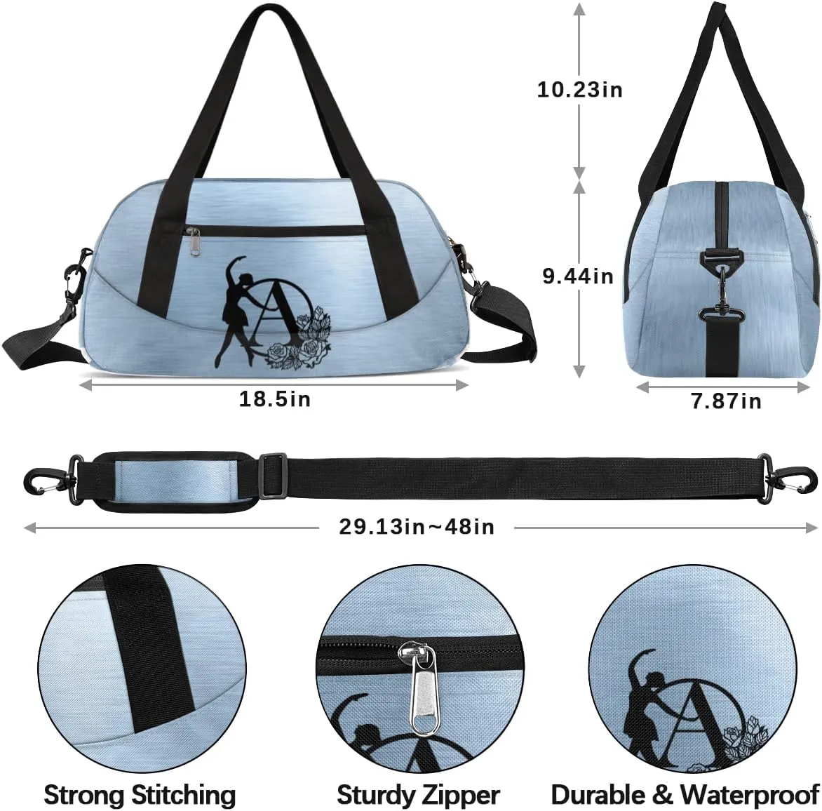 Custom Kids Dance Duffel Overnight Bag Personalized Dance Bag Travel Duffel Bag for Girls Boys Customized Kids Gifts