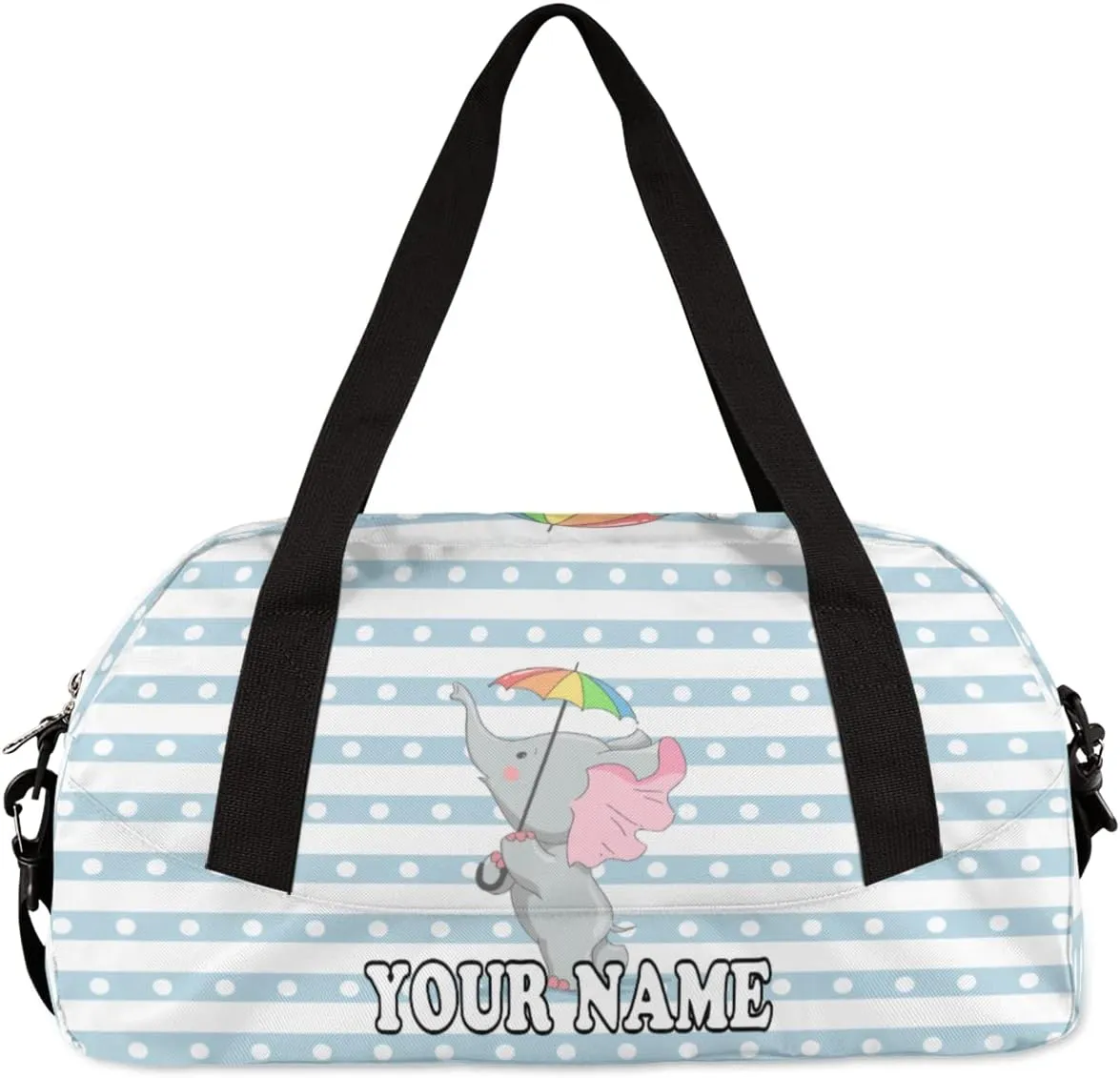 Custom Kids Duffel Overnight Bag Cute Elephant Personalized Kids Duffel Bag for Girls Boys Customized Kids Gifts - Animal Flower