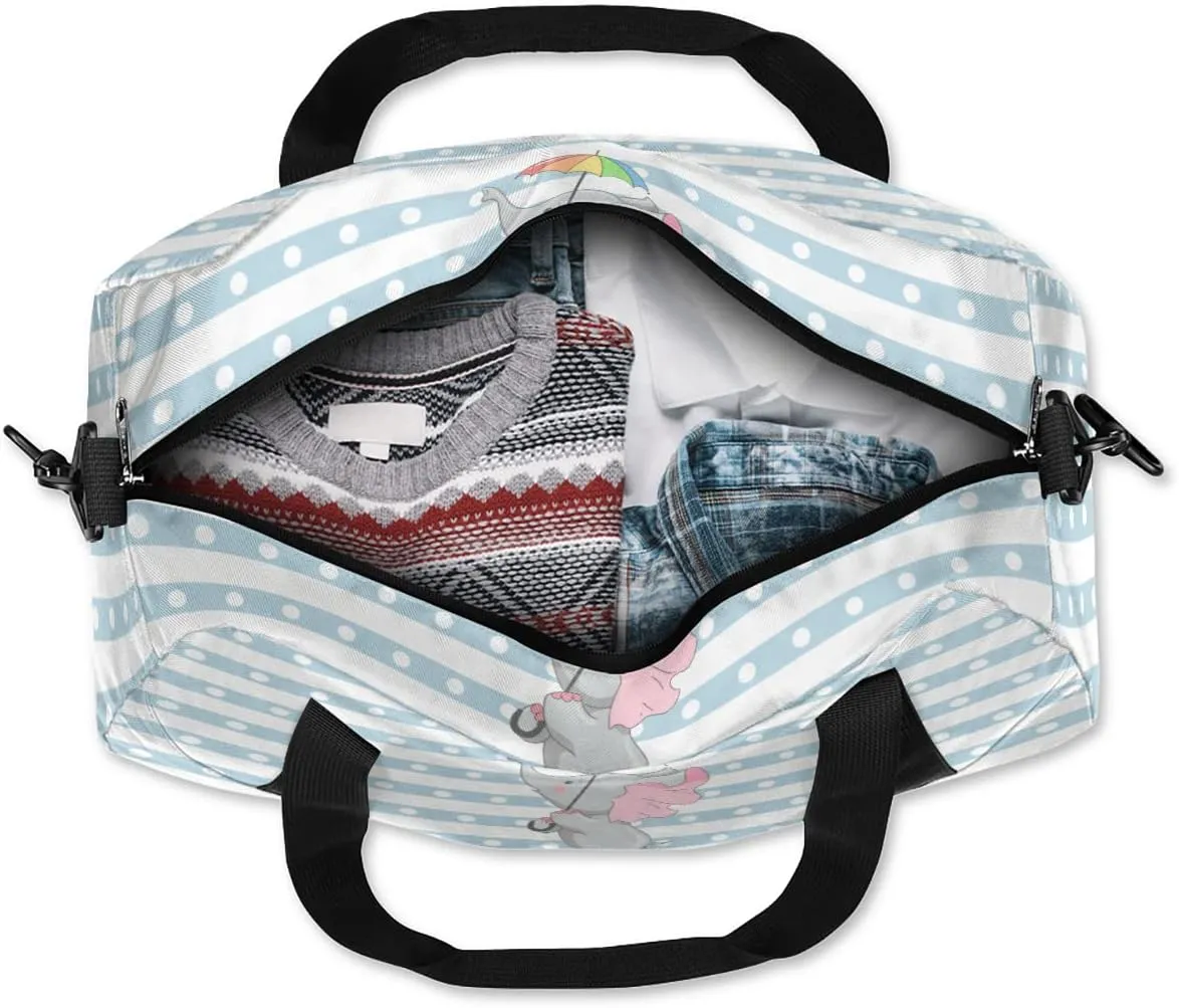 Custom Kids Duffel Overnight Bag Cute Elephant Personalized Kids Duffel Bag for Girls Boys Customized Kids Gifts - Animal Flower