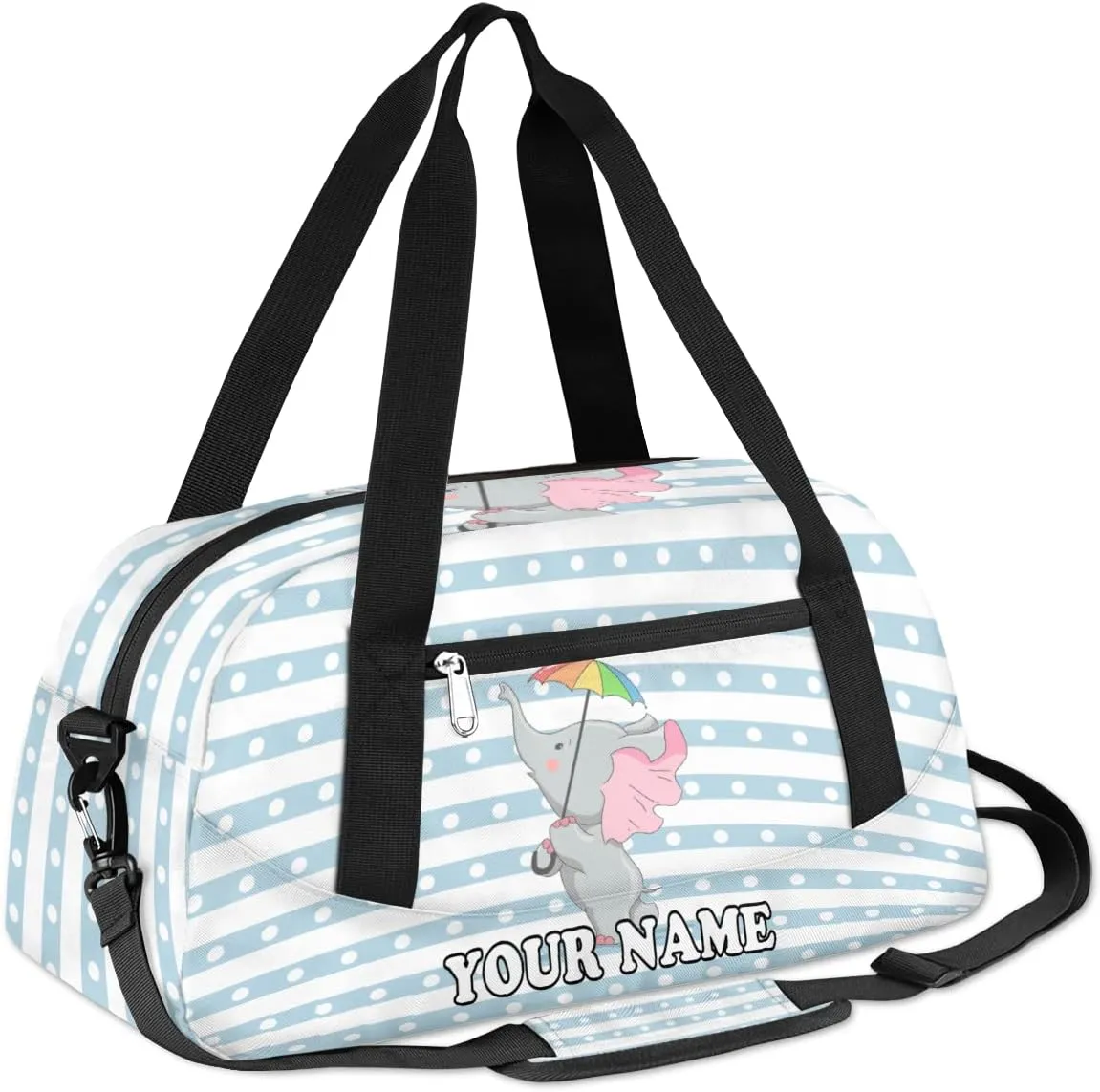 Custom Kids Duffel Overnight Bag Cute Elephant Personalized Kids Duffel Bag for Girls Boys Customized Kids Gifts - Animal Flower