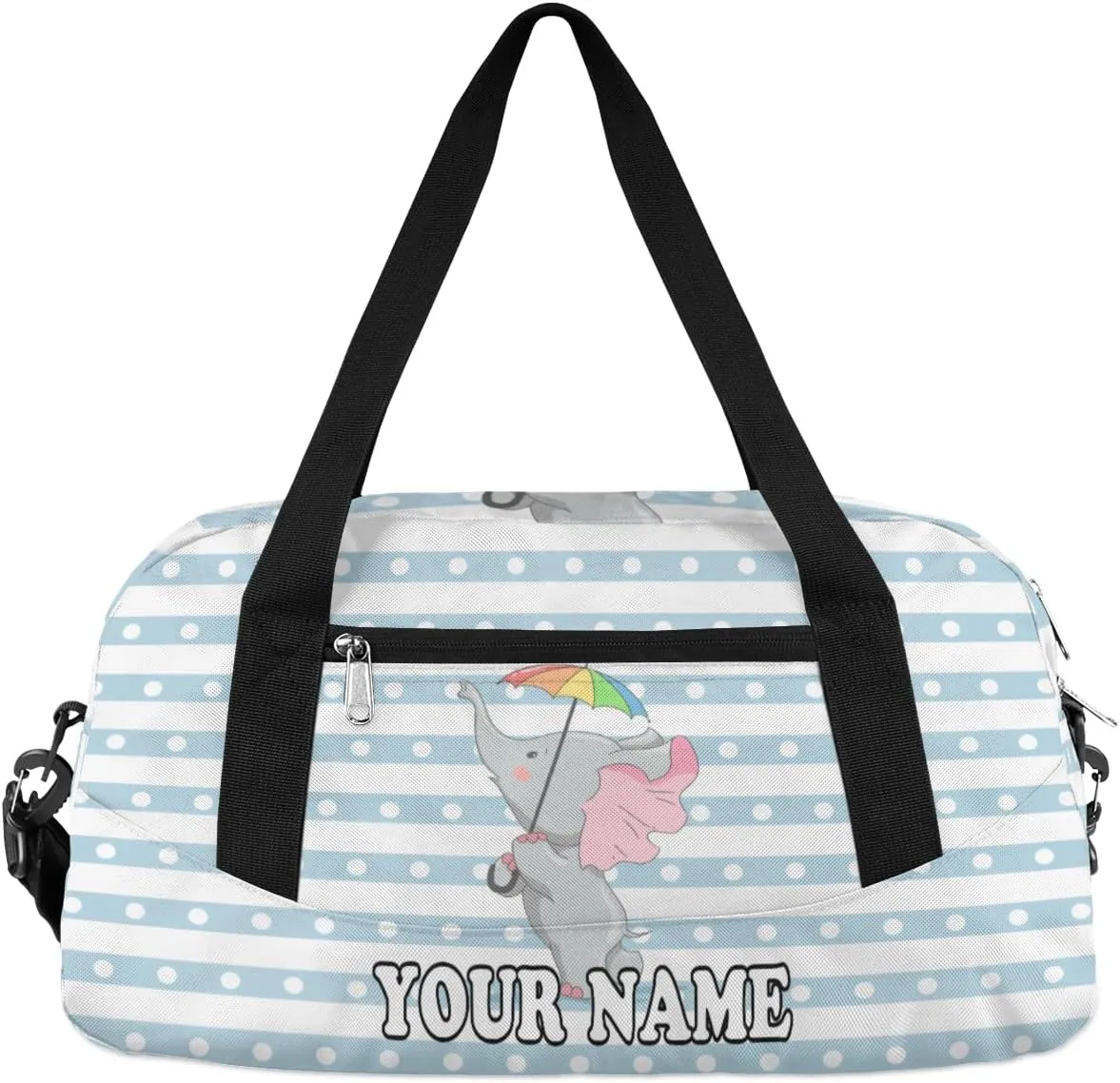 Custom Kids Duffel Overnight Bag Cute Elephant Personalized Kids Duffel Bag for Girls Boys Customized Kids Gifts - Animal Flower