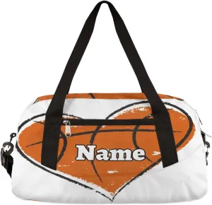 Custom Kids Duffel Overnight Bag for Little Boys Girls Teen, Personalized Small Gym Sport Duffel Bag with Your Name, Photos or Imeges, Basketball Theme 6