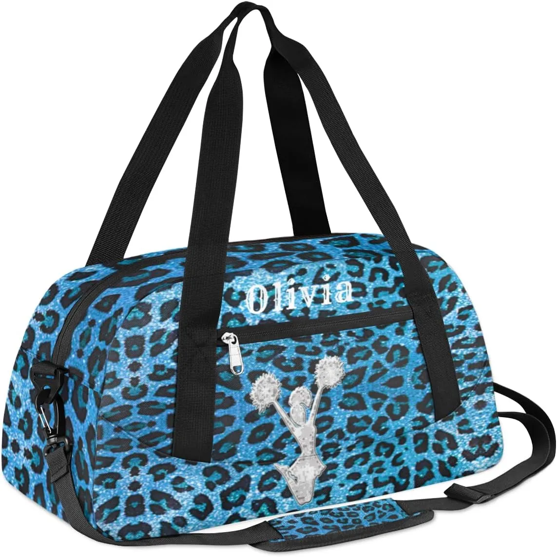 Custom Kids Duffel Overnight Bag Personalized Dance Bag Travel Duffel Bag for Girls Boys Customized Kids Gifts- Blue Cheap Cheer Cheerleading