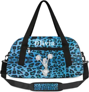 Custom Kids Duffel Overnight Bag Personalized Dance Bag Travel Duffel Bag for Girls Boys Customized Kids Gifts- Blue Cheap Cheer Cheerleading