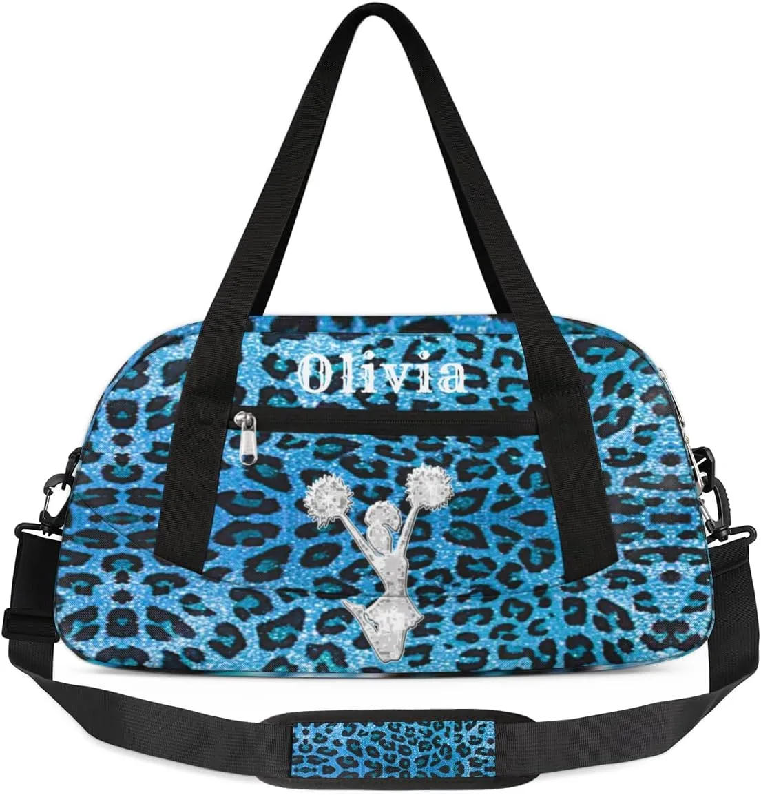 Custom Kids Duffel Overnight Bag Personalized Dance Bag Travel Duffel Bag for Girls Boys Customized Kids Gifts- Blue Cheap Cheer Cheerleading