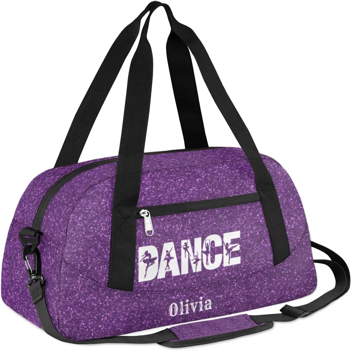 Custom Kids Duffel Overnight Bag Personalized Dance Bag Travel Duffel Bag for Girls Boys Customized Kids Gifts- Cute Purple Dance