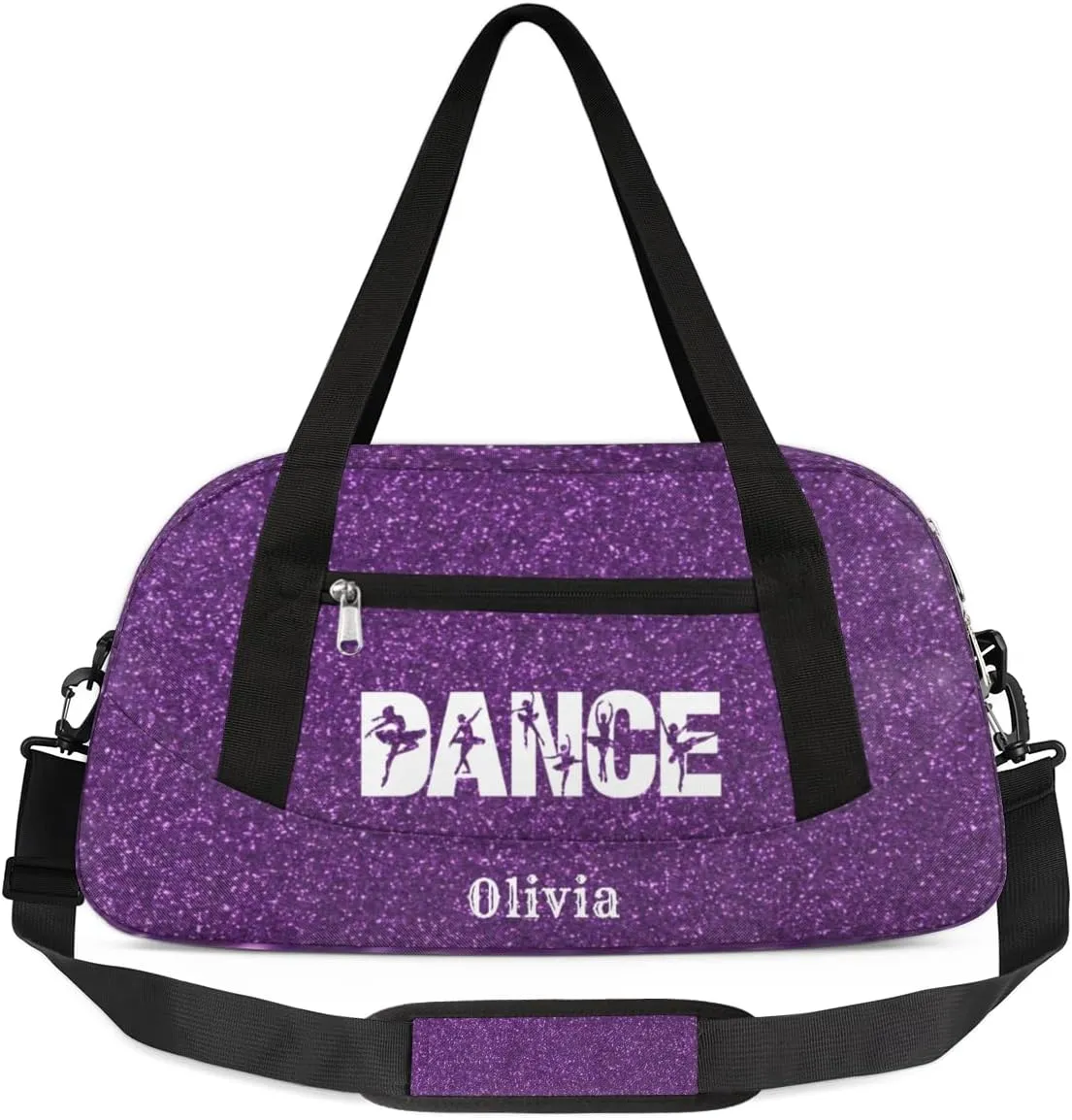 Custom Kids Duffel Overnight Bag Personalized Dance Bag Travel Duffel Bag for Girls Boys Customized Kids Gifts- Cute Purple Dance