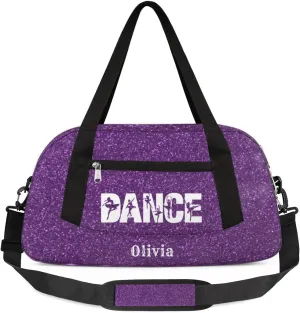 Custom Kids Duffel Overnight Bag Personalized Dance Bag Travel Duffel Bag for Girls Boys Customized Kids Gifts- Cute Purple Dance