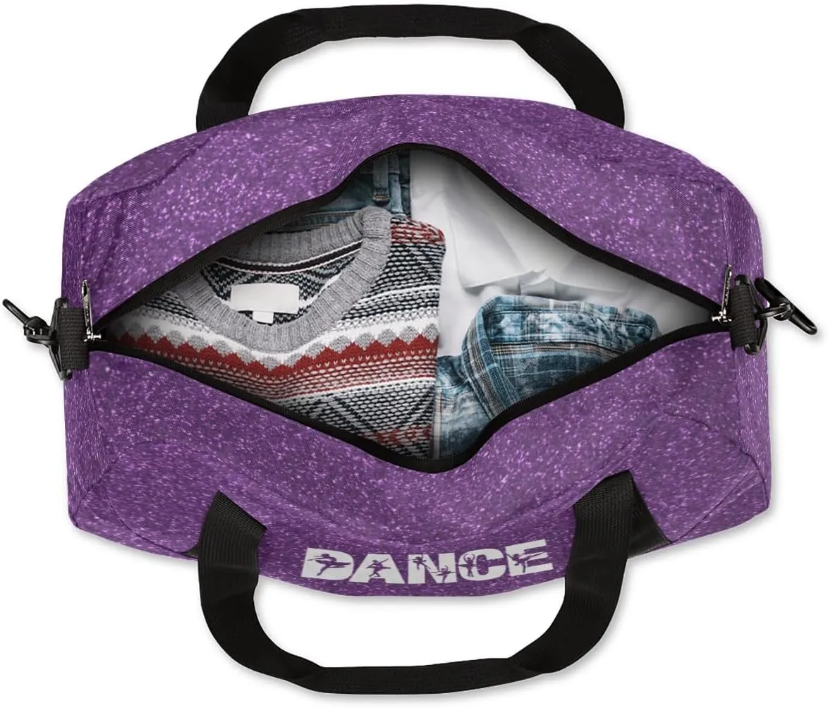 Custom Kids Duffel Overnight Bag Personalized Dance Bag Travel Duffel Bag for Girls Boys Customized Kids Gifts- Cute Purple Dance