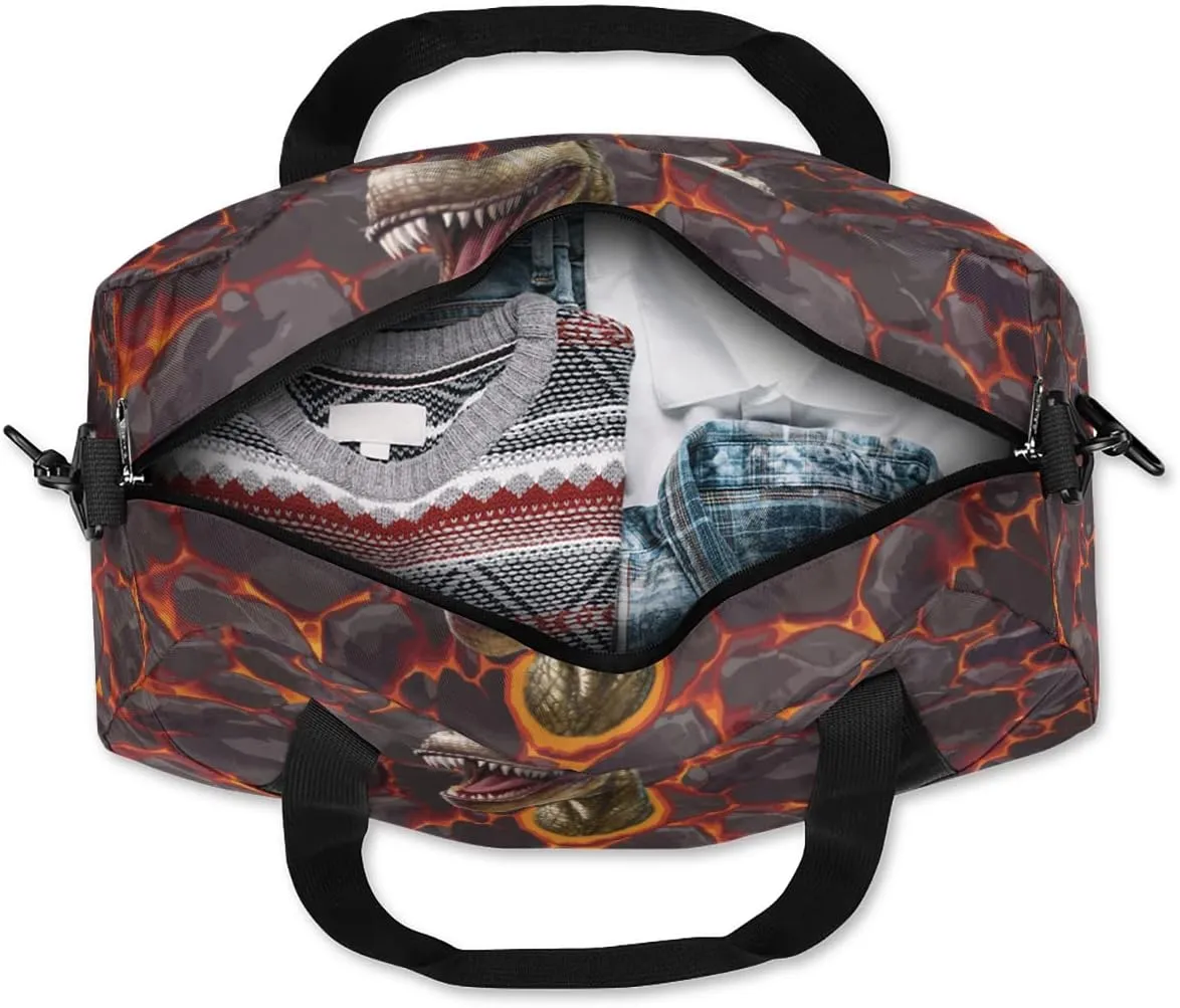 Custom Kids Duffel Overnight Bag Scary Dinosaur Personalized Kids Duffel Bag for Girls Boys Customized Kids Gifts - 3D Dinosaur Magma