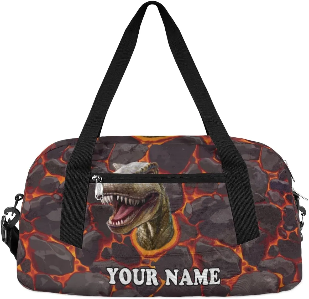 Custom Kids Duffel Overnight Bag Scary Dinosaur Personalized Kids Duffel Bag for Girls Boys Customized Kids Gifts - 3D Dinosaur Magma