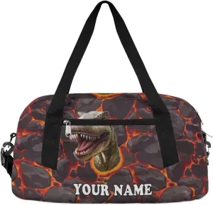 Custom Kids Duffel Overnight Bag Scary Dinosaur Personalized Kids Duffel Bag for Girls Boys Customized Kids Gifts - 3D Dinosaur Magma