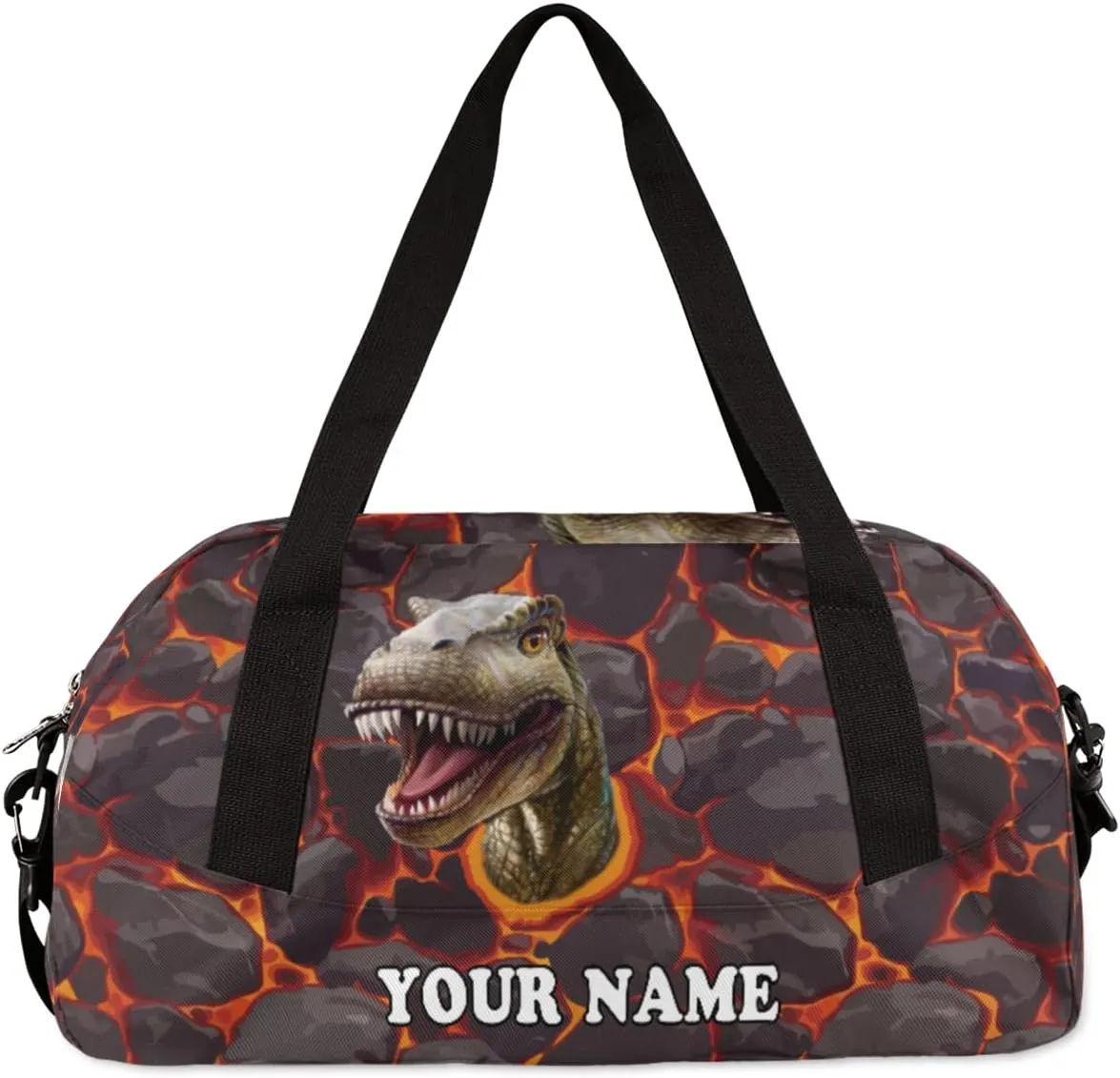 Custom Kids Duffel Overnight Bag Scary Dinosaur Personalized Kids Duffel Bag for Girls Boys Customized Kids Gifts - 3D Dinosaur Magma
